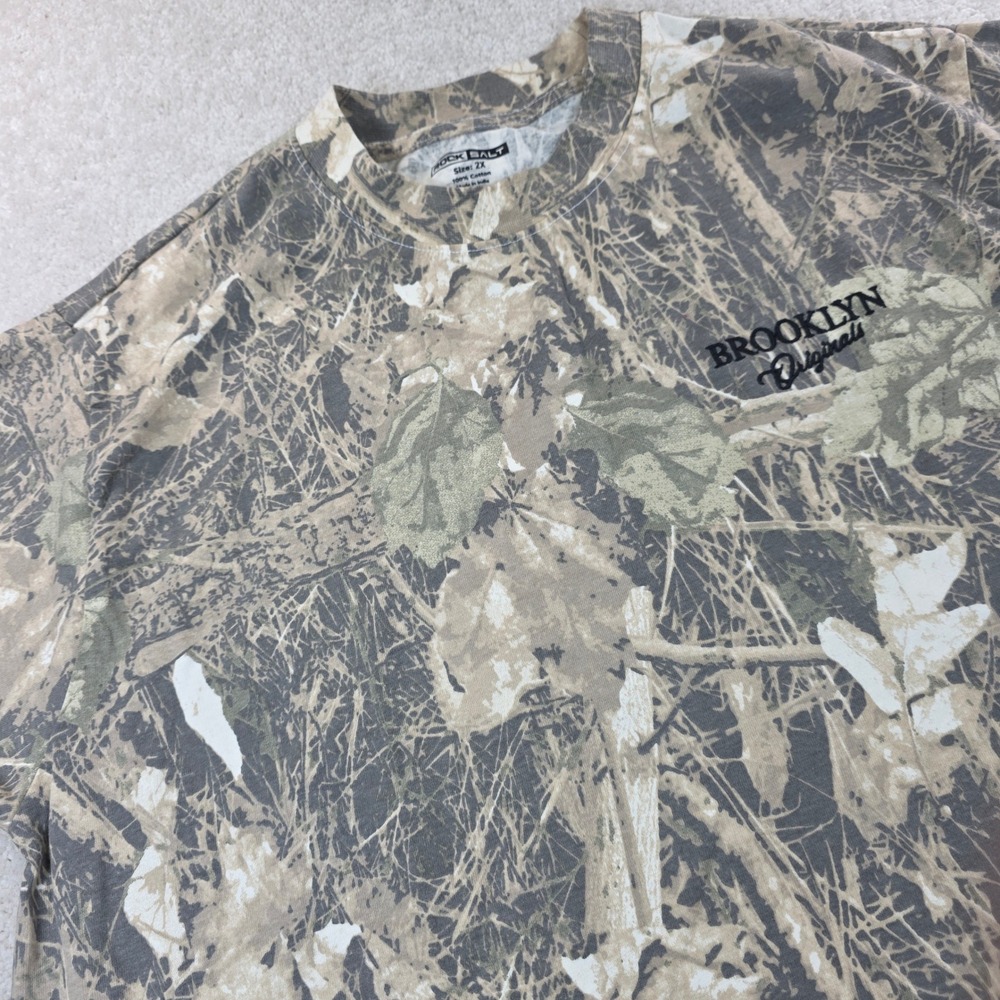 Rock Salt Brooklyn Originals T-Shirt Mens 2X Camo Real Tree‎ Embroidered Logo